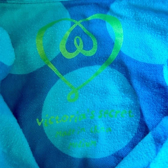 Victoria’s Secret Flannel Cotton Pajamas MED Vintage Blue/Lime Polka Dot- - Picture 2 of 10